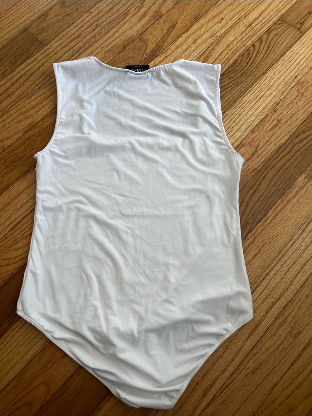 Sleeveless White Women's Bodysuit with Clean Scoop Back